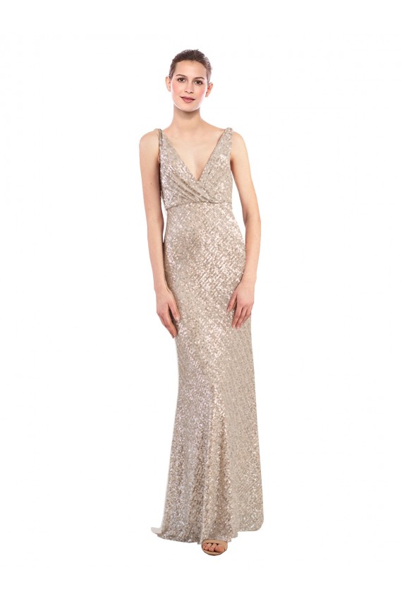 Best Sequin & Sparkling Sequin Low Back Long V-Neck Sheath Prom Dress Canada