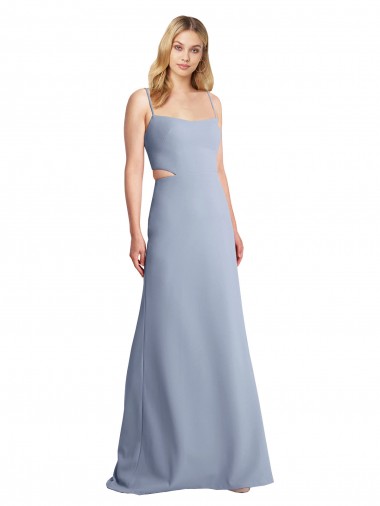 Best Stretch Crepe Open Back Long Spaghetti Straps A-Line Prom Dress Canada