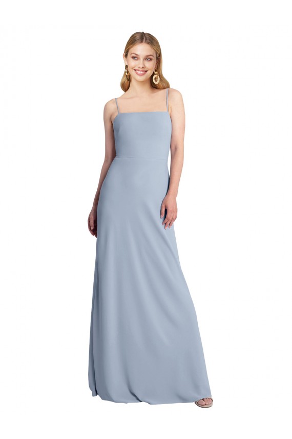 Best Stretch Crepe Criss Cross Open Back Long Square Neck A-Line Prom Dress Canada