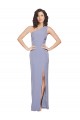 Best Stretch Crepe Long One Shoulder Smoke Blue Sheath Prom Dress Canada
