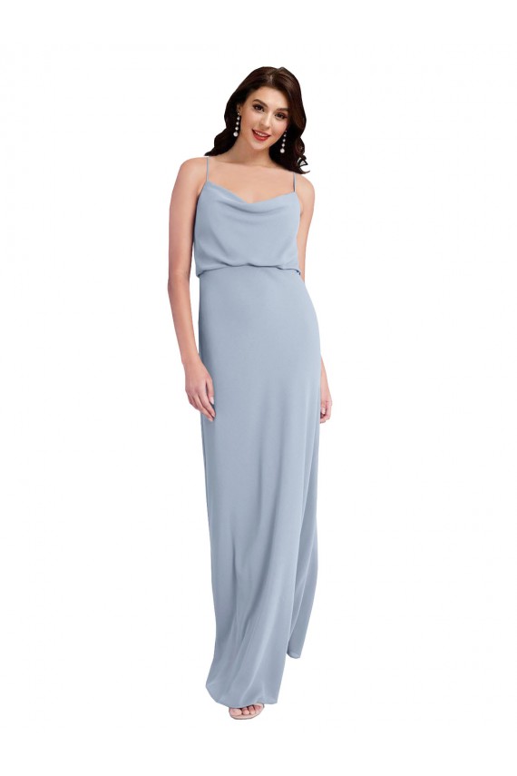 Best Stretch Crepe V-Back Long Spaghetti Straps Sheath Prom Dress Canada