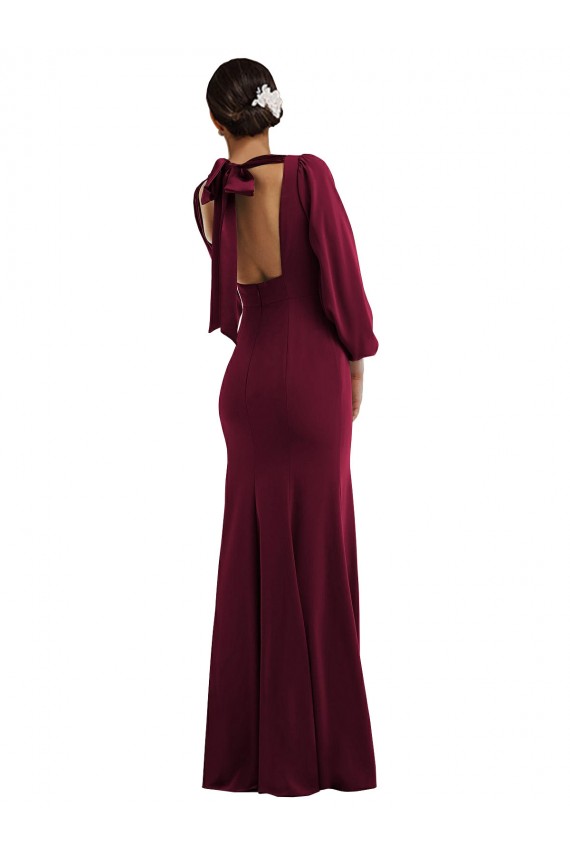 Best Stretch Crepe Open Back Long Bateau Neck Trumpet Prom Dress Canada