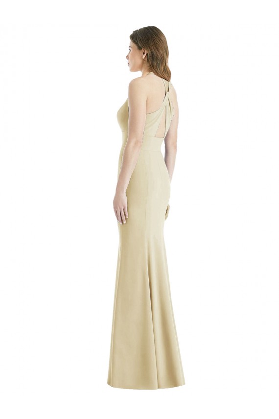 Best Stretch Crepe Criss Cross Open Back Long Bateau Neck Trumpet Prom Dress Canada