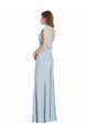 Best Stretch Crepe Open Back Long Bateau Neck Light Sky Blue Trumpet Prom Dress Canada