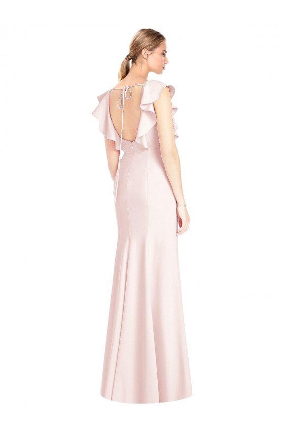 Best Stretch Crepe Open Back Long Bateau Neck Pink Trumpet Prom Dress Canada