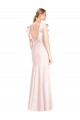 Best Stretch Crepe Open Back Long Bateau Neck Pink Trumpet Prom Dress Canada