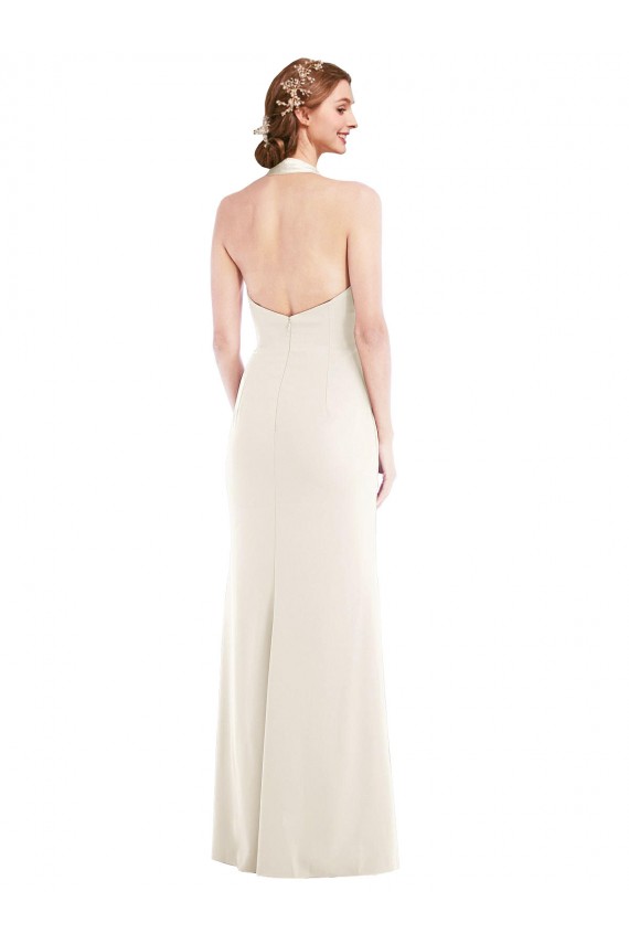 Best Stretch Crepe Long Halter Neck Trumpet Prom Dresses Canada