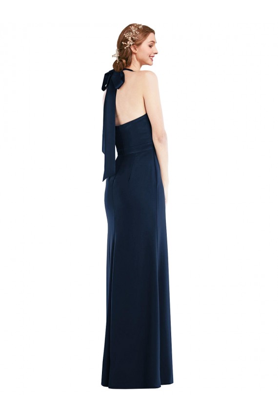 Best Stretch Crepe Open Back Long High Neck Trumpet Prom Dress Canada