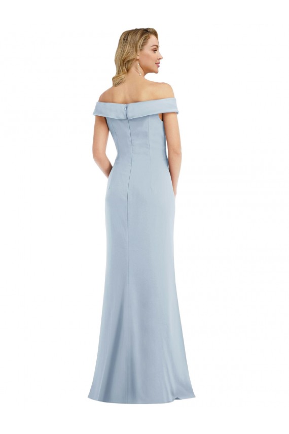 Best Stretch Crepe Long Off the Shoulder Trumpet Front Slit Prom Dress Canada