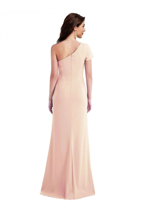 Best Stretch Crepe Long One Shoulder Nude Trumpet Prom Dress Canada