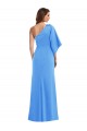 Best Stretch Crepe Long One Shoulder Peacock Blue Trumpet Prom Dress Canada