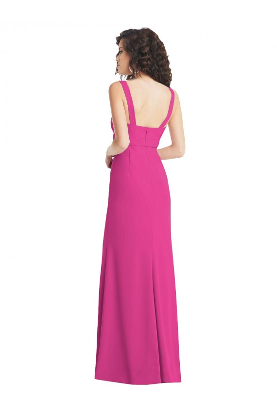 Best Stretch Crepe Long Square Neck Trumpet Front Slit Prom Dress Canada