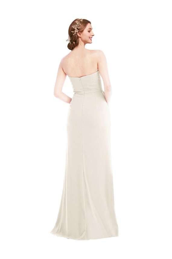 Best Stretch Crepe Long Strapless Ivory Trumpet Prom Dress Canada