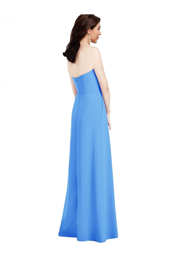 Best Stretch Crepe Low Back Long Strapless Peacock Blue Trumpet Prom Dress Canada