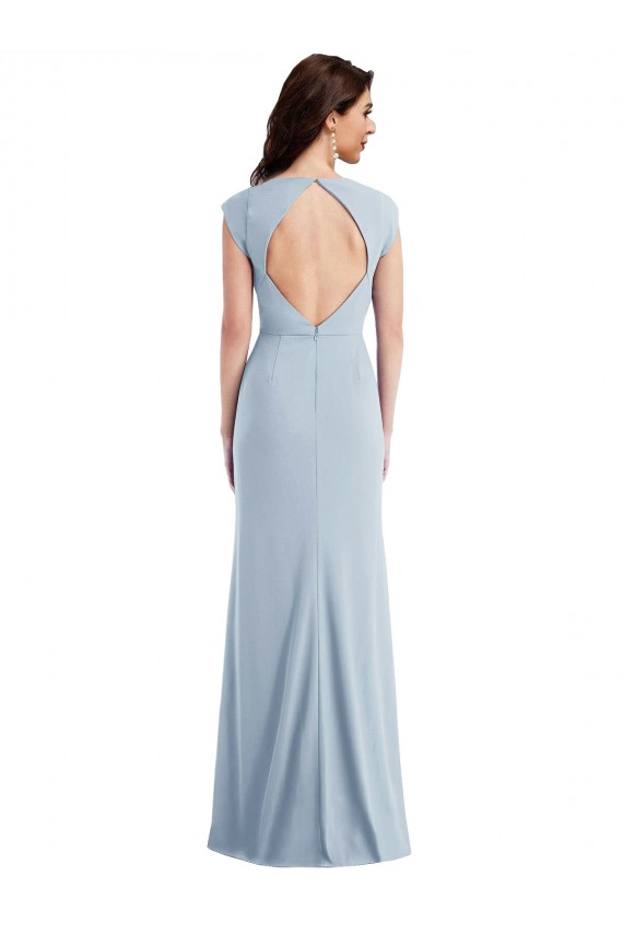 Best Stretch Crepe Open Back Long Trumpet Prom Dress Canada