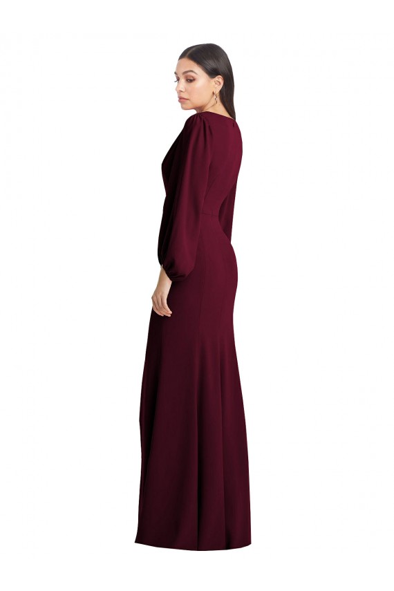 Best Stretch Crepe Long V-Neck Trumpet Prom Dress Canada