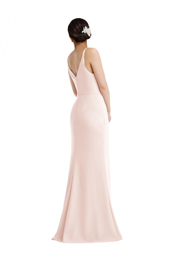 Best Stretch Crepe Long V-Neck Trumpet Prom Dresses Canada