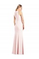 Best Stretch Crepe Keyhole Back Long V-Neck Pink Trumpet Prom Dress Canada