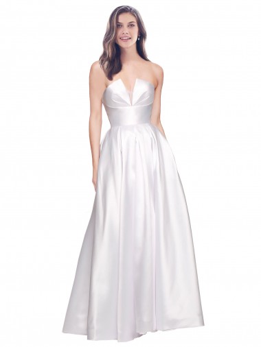 Best Stretch Satin Low Back Long Strapless A-Line Prom Dress Canada