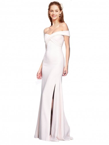 Best Stretch Crepe Long Off the Shoulder White Mermaid Prom Dress Canada