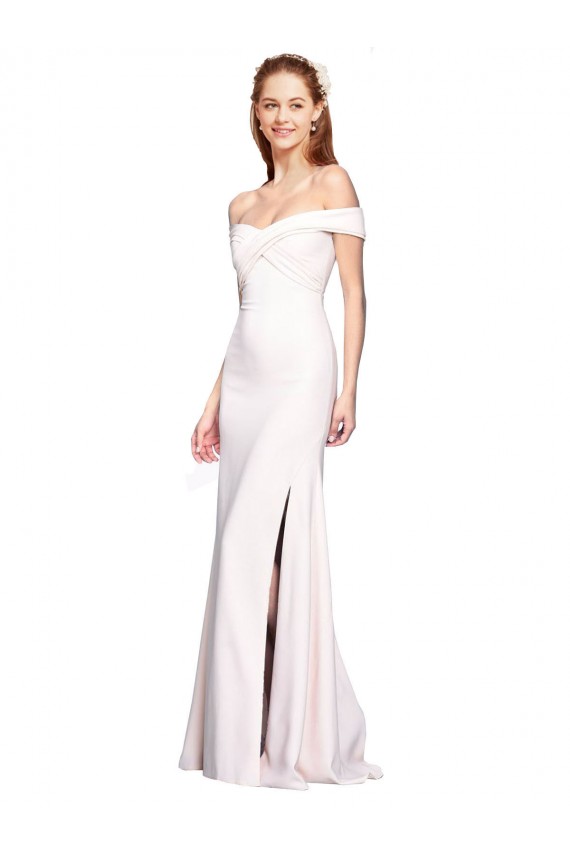 Best Stretch Crepe Long Off the Shoulder White Mermaid Prom Dress Canada