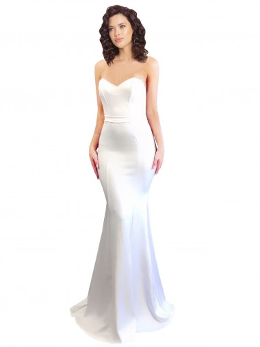 Best Stretch Crepe Low Back Long Sweetheart White Mermaid Prom Dress Canada