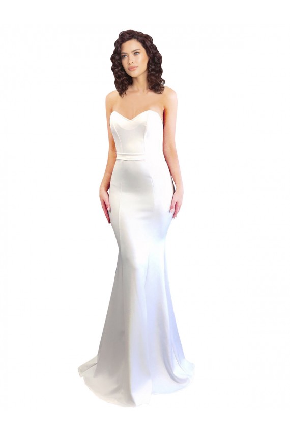 Best Stretch Crepe Low Back Long Sweetheart White Mermaid Prom Dress Canada