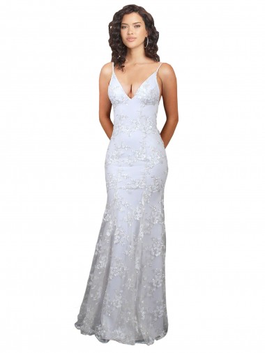Best Stretch Crepe & Sequin Tulle Backless Long V-Neck White Mermaid Prom Dress Canada