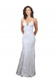 Best Stretch Crepe & Sequin Tulle Backless Long V-Neck White Mermaid Prom Dress Canada